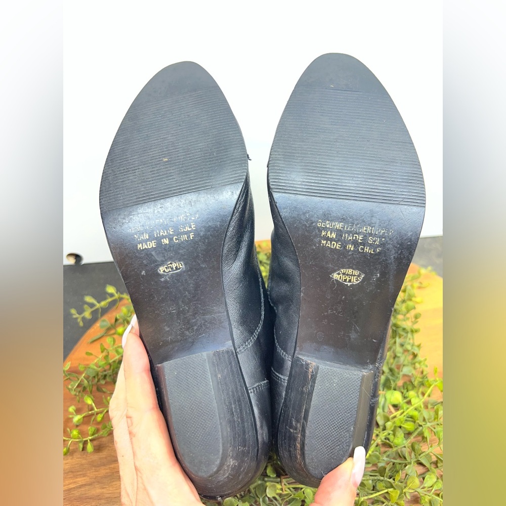 VTG Poppies Black Leather Witchy Granny Leather - Picture 6 of 10